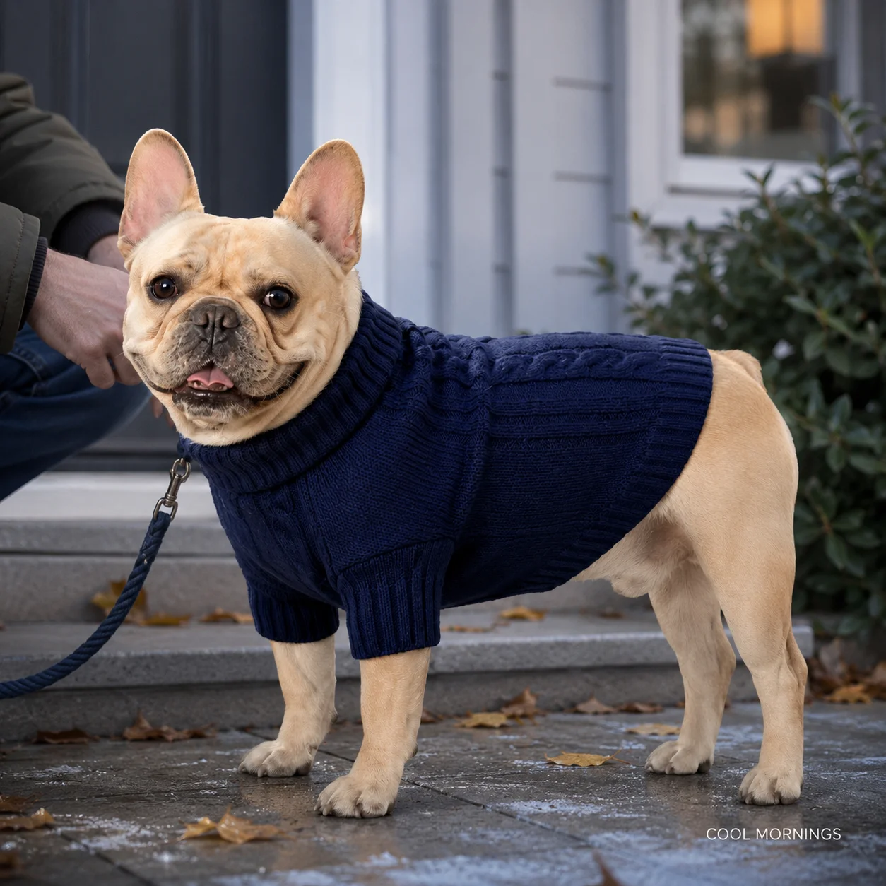 Navy Dog Sweater for Medium Dogs Warm Cable Knit Turtleneck Pullover Pet Clothes for French Bulldog Pug L-2XL