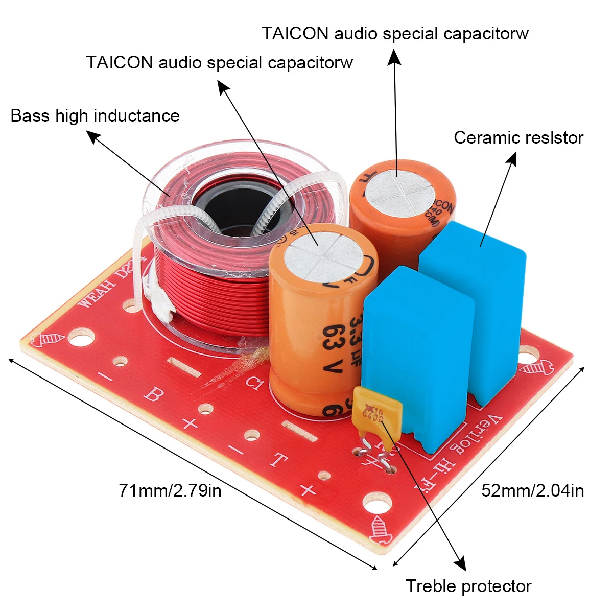 D222 60W Speaker 2 Way Audio Frequency Divider Loudspeaker Crossover Filters for Speakers