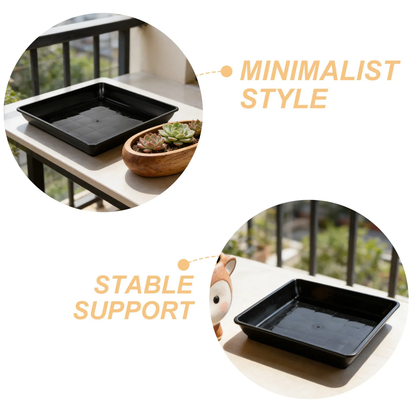 2Pcs Aesthetic Functional Flower Pot Trays Rectangular Plastic Plant Saucers for Water Protection Indoor Plants Drainage Tray