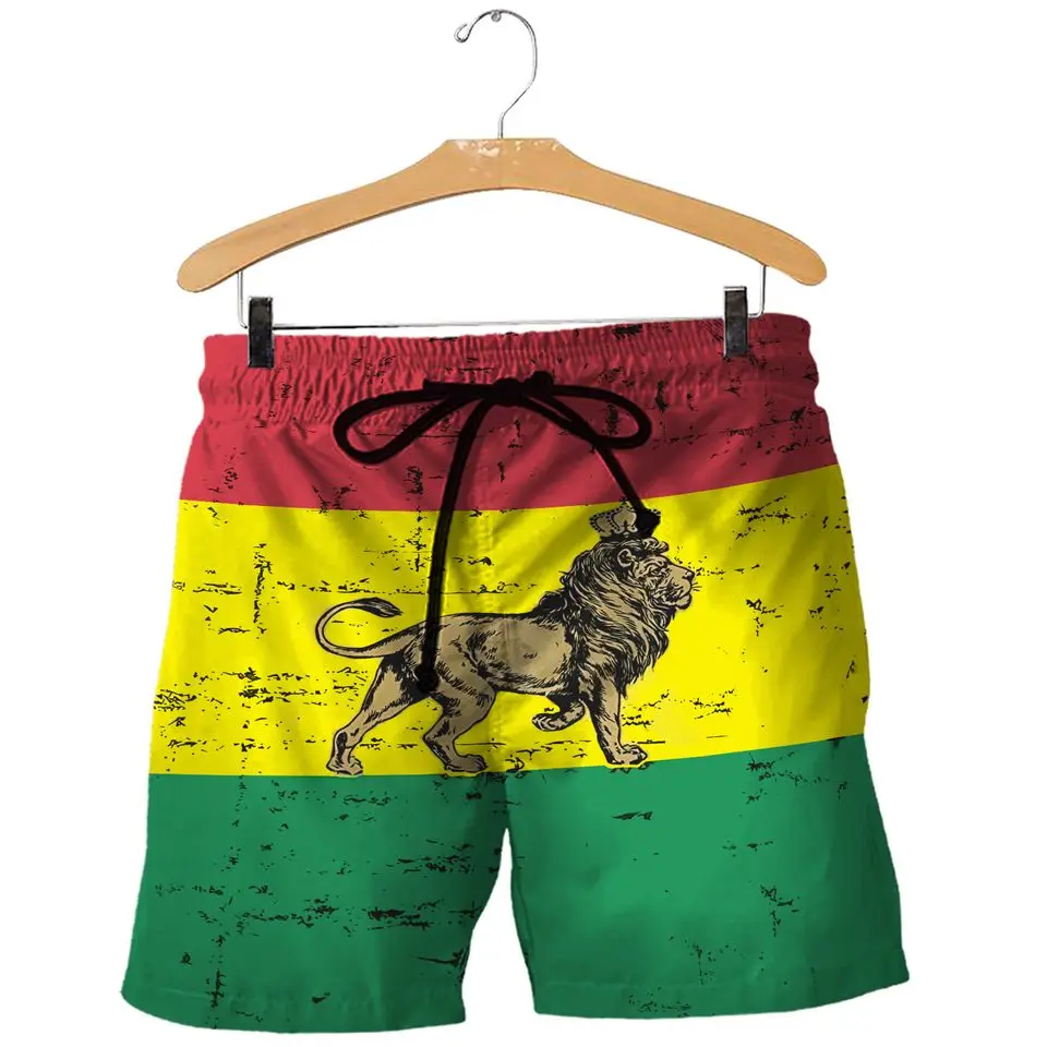 Dry Jamaican Lion Flag Mens Swim Trunks Surf Board Shorts Drawstring Quick Dry Shorts Holiday Beach Hawaiian Casual Harajuku