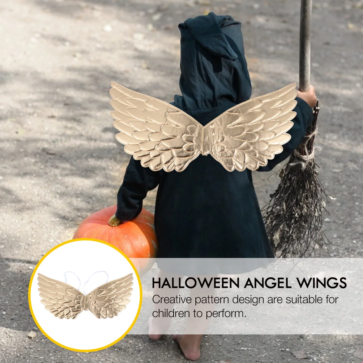 

1Set Halloween Angel Wings Child Performance Costume Elastic Strap Suitable for Christmas Party Stage Cosplay Props