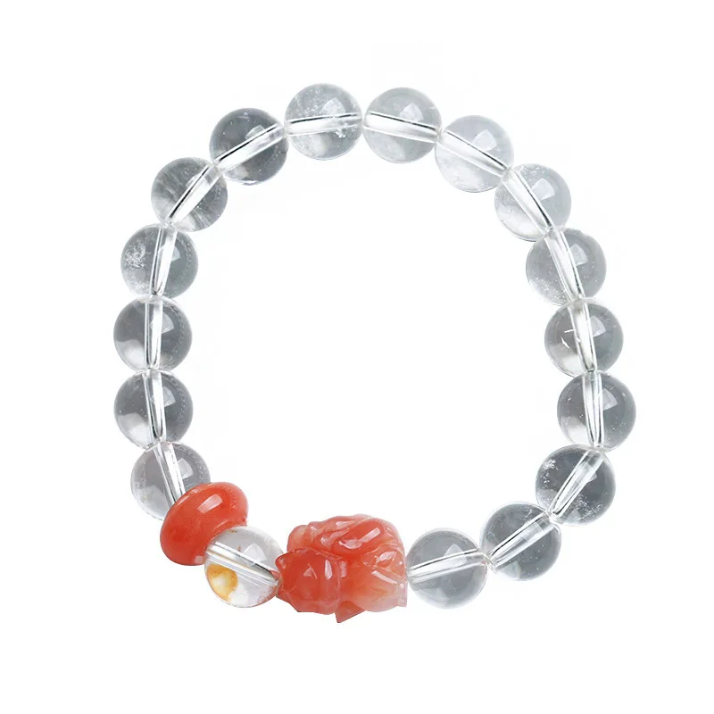 White Crystal Yanyuan Agate Little Fox Fairy Bracelet Beaded Bracelet for Women Light Luxury Elegant Jewelry Gifts