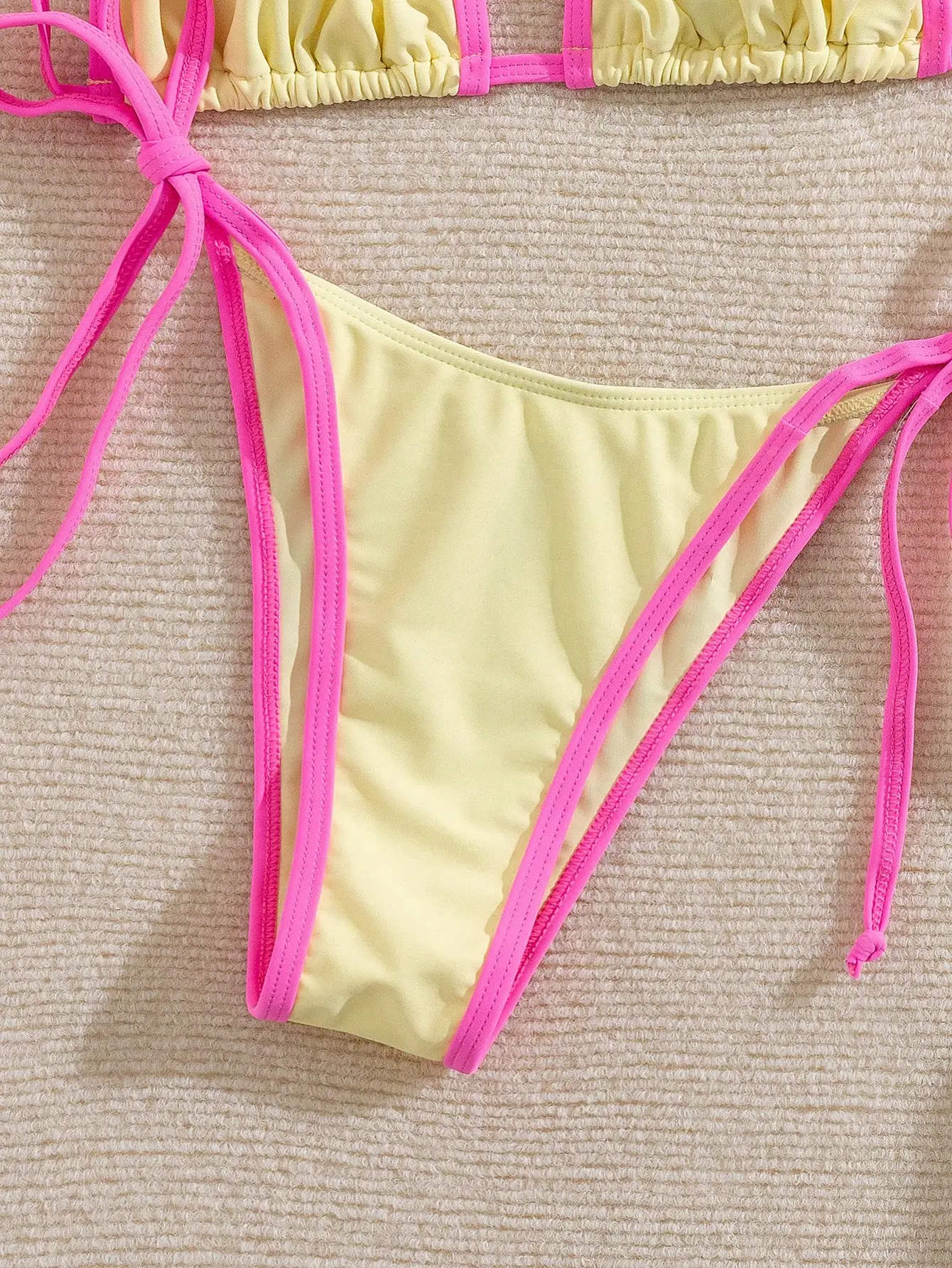 

Women's Contrast Color Halter Tie Bikini Set For Beach Vacation Summer