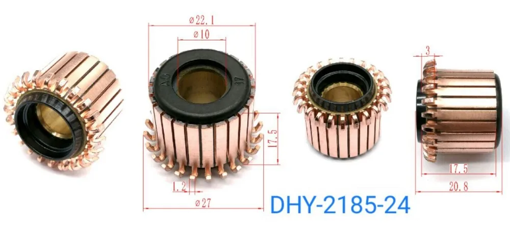 

5Pcs 10x22.1x17.5(20.8)x24P Copper Bars Electric Motor Commutator DHY-2185-24 For Mutian 9553 angle grinder