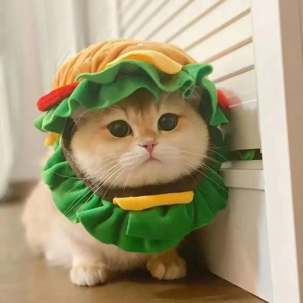 Party Hamburger Pet Burger Hat Cross Dressing Funny Dog Costume Hat Adjustable Cosplay Cat Headgear Halloween Dress Up