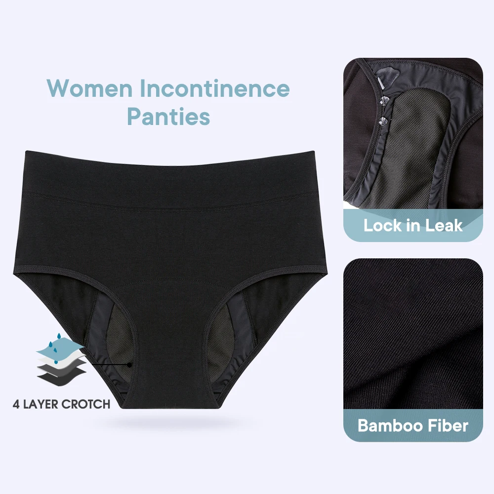 

Women Incontinence Underwear Bamboo Fibre High Absorbency Reusable Washable Leakproof Panties for Bladder Leakage