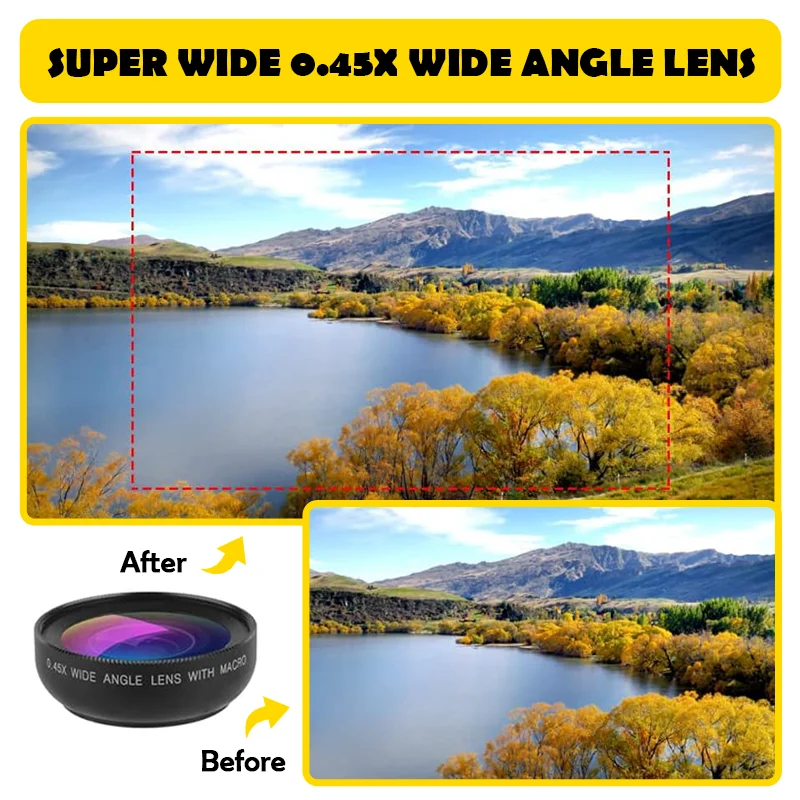 Cep telefonu kamera Lens 2 in 1 klipsli Lens kiti en akıllı telefonlar için süper geniş açı ve makro telefon kamera Lens siyah