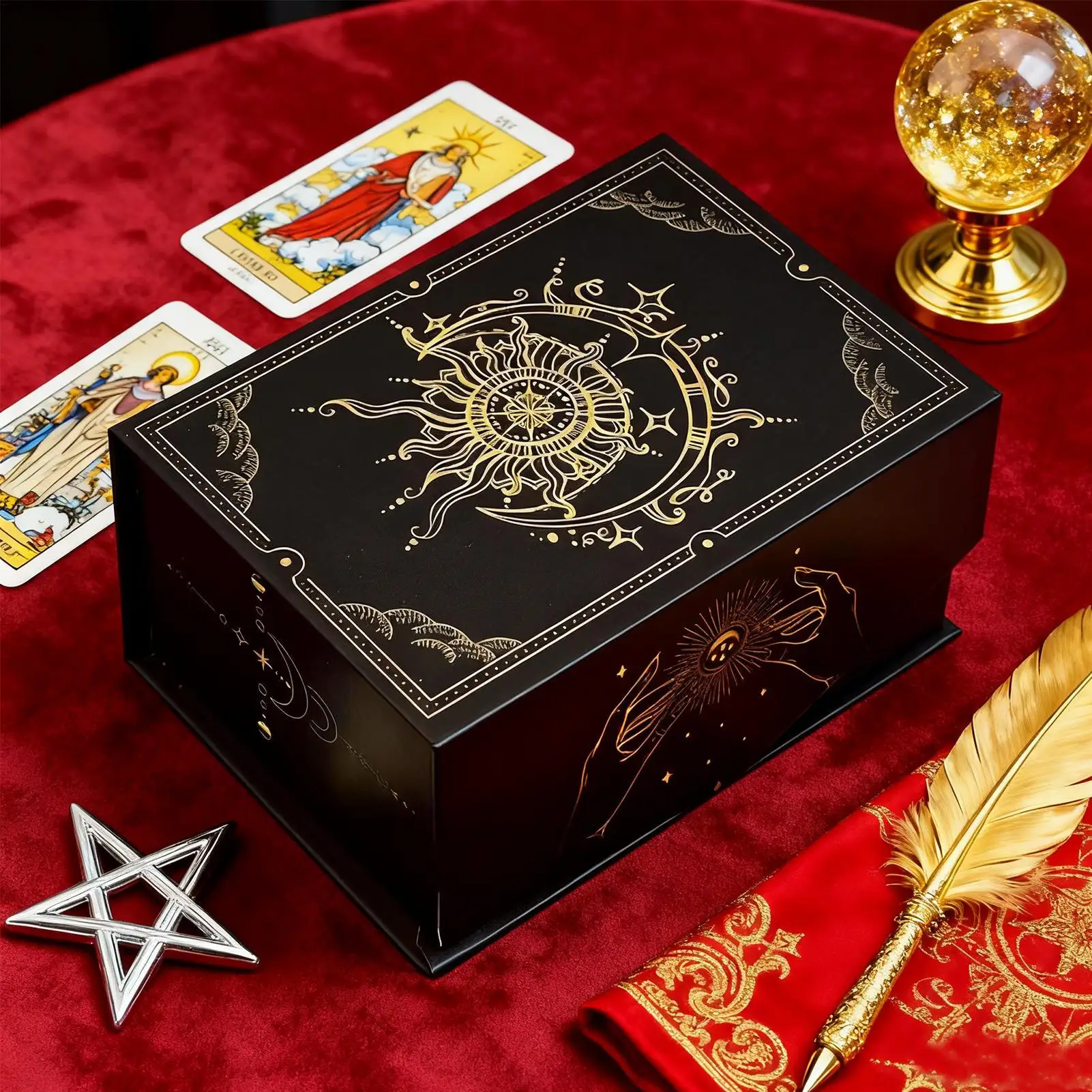 Tarot Deck Box Ergonomic Lightweight Storage Organizer Card Deck Box Storage for Indoor Jewelry Keepsakes Meditation Divination