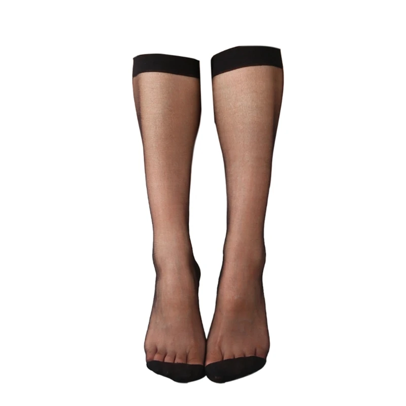 1/5/10 Pairs Women's Silky Over the Calf Socks with Reinforced Toe Thin See Through Knee Length Stockings Hosiery