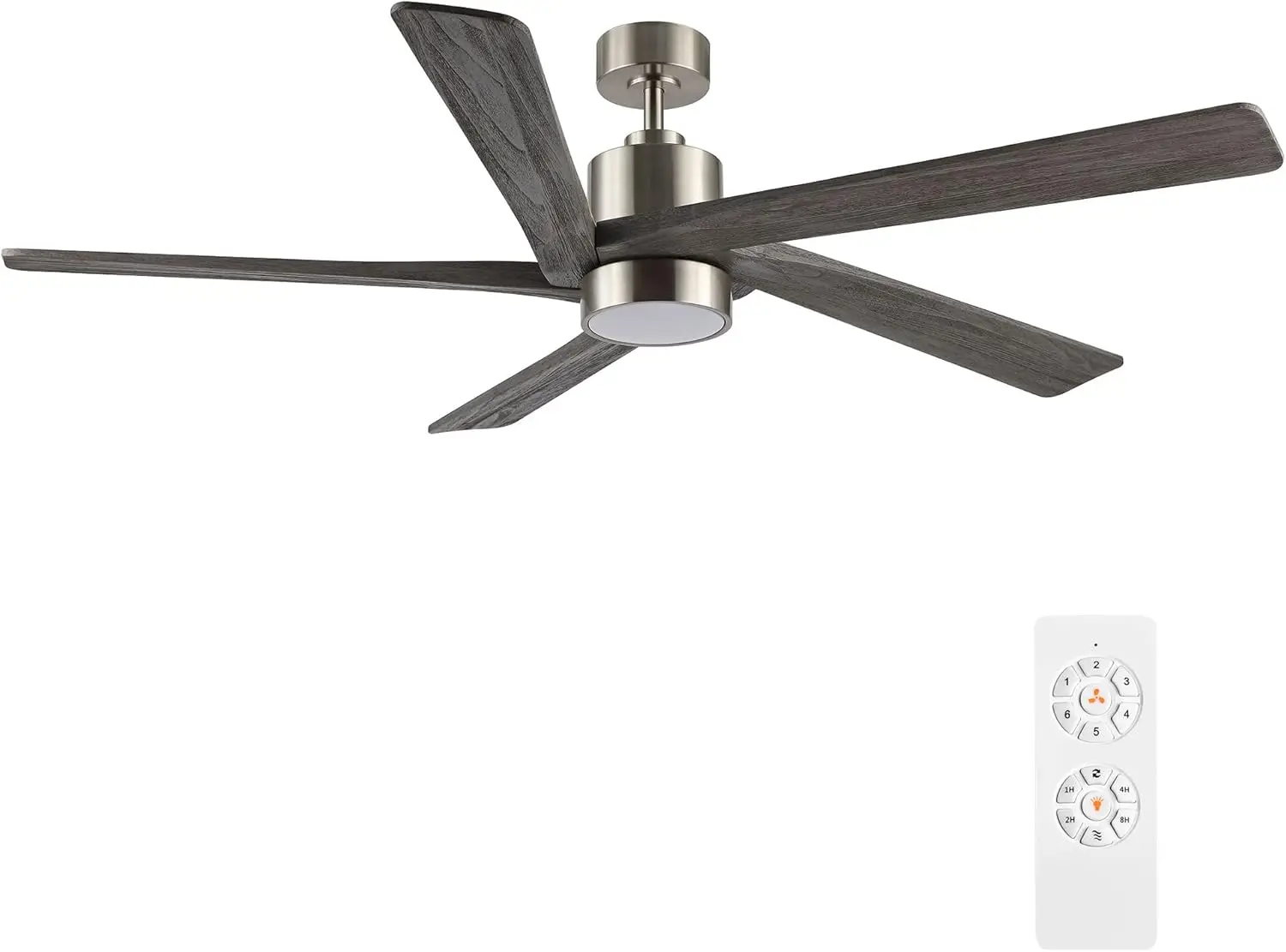 54 Inch DC Ceiling Fan with Lights and Remote Control, 5 Reversible Carved Wood Blades, 6-Speed Noiseless DC Motor