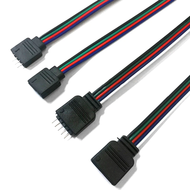 1PCS RGB RGBW LED Strip 4P/5P Connector Male Female Plug With 15cm Cable For 3528 5050 LED Light Strip