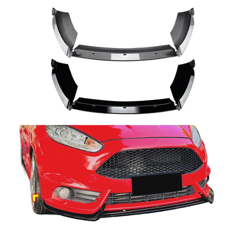 Voor Ford Fiesta MK6 MK7 (UK) ST Lijn B-Max B232 2012-2017 Voorbumper Spoiler Lip Carbon Fiber Look/Gloss Black Splitter Blade - afbeelding 2