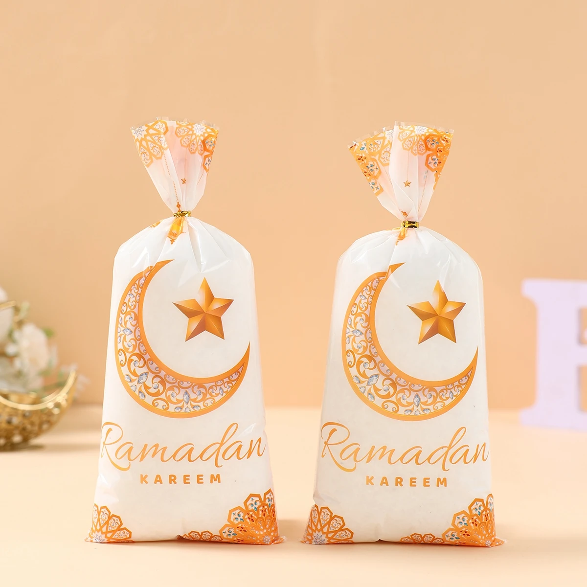 25/50/100pc Eid Mubarak Gift Bags Plastic Candy Cookie Bag Ramadan Kareem Decoration 2025 Islamic Muslim Party Supplies Eid Gift