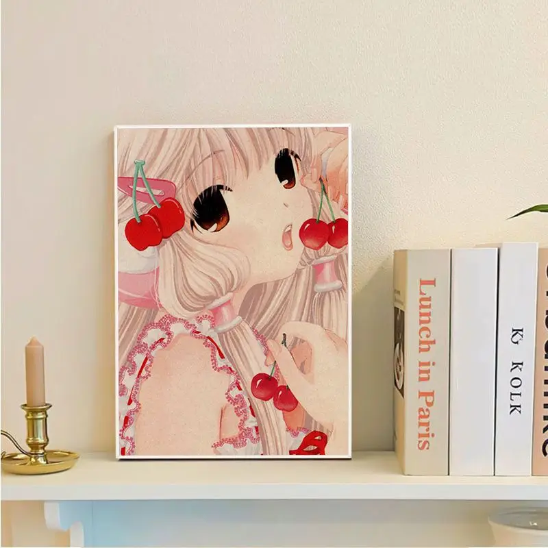 Póster de Anime clásico de Chobits, pegatina de papel Kraft Retro, decoración de pared DIY para habitación, Bar y cafetería