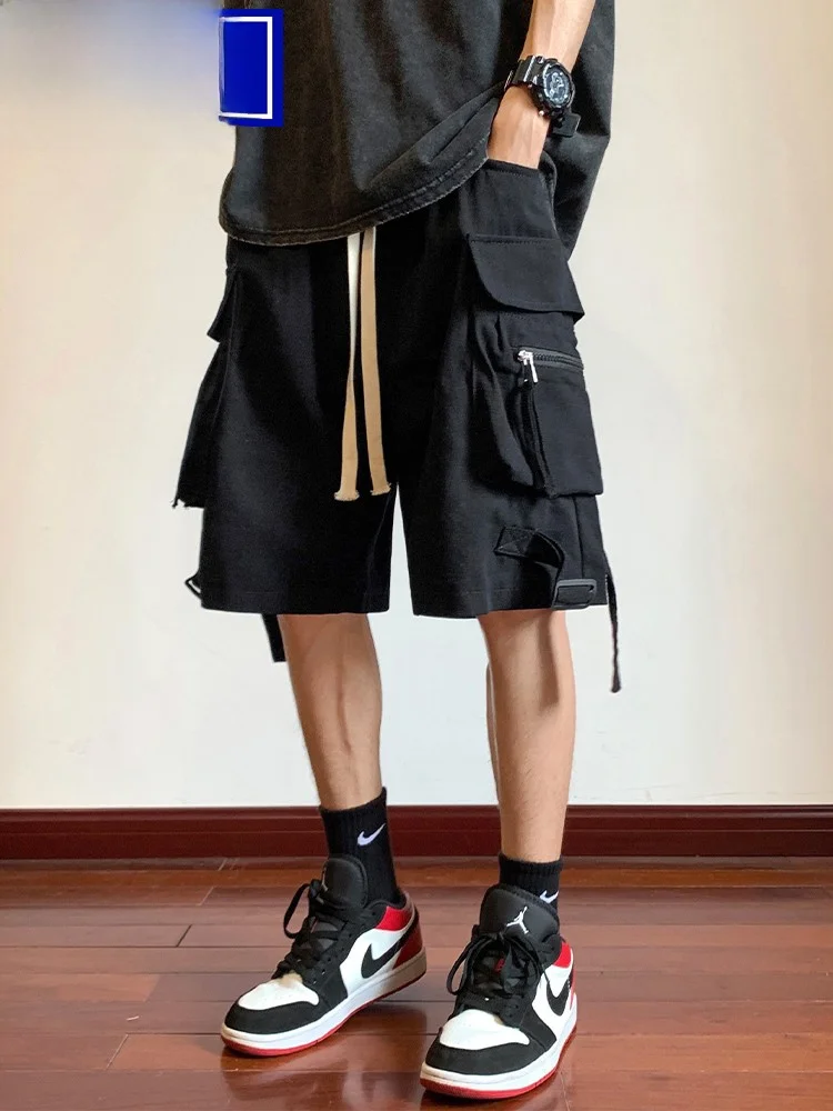 

Wassup Happy Men's Casual Workwear orts Loose Fit American Retro Summer Leisure Five-Quarter Pants Youthful Energy Sle