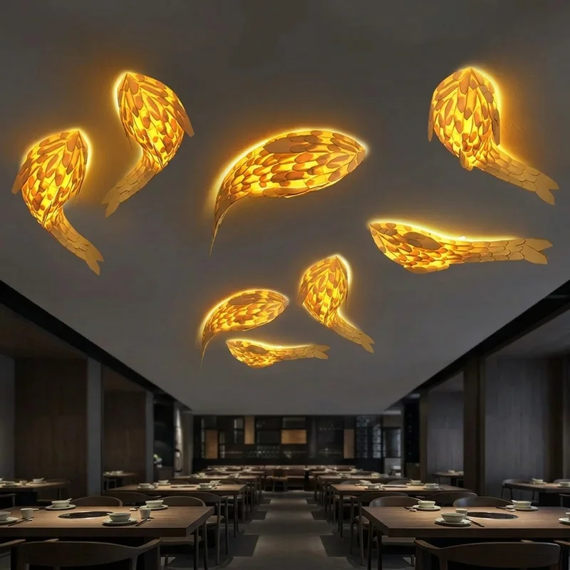 Japanese Koi Fish Shaped Layered Decorative Ambient Restaurant Hotel Dining Room Living Room Interior