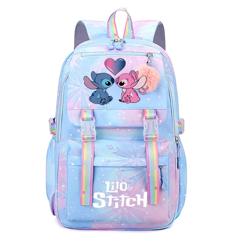 Mochila De Lilo And Stitch para mujer, morral escolar de alta capacidad, resistente al agua, a la moda, bonita bolsa de viaje para libros