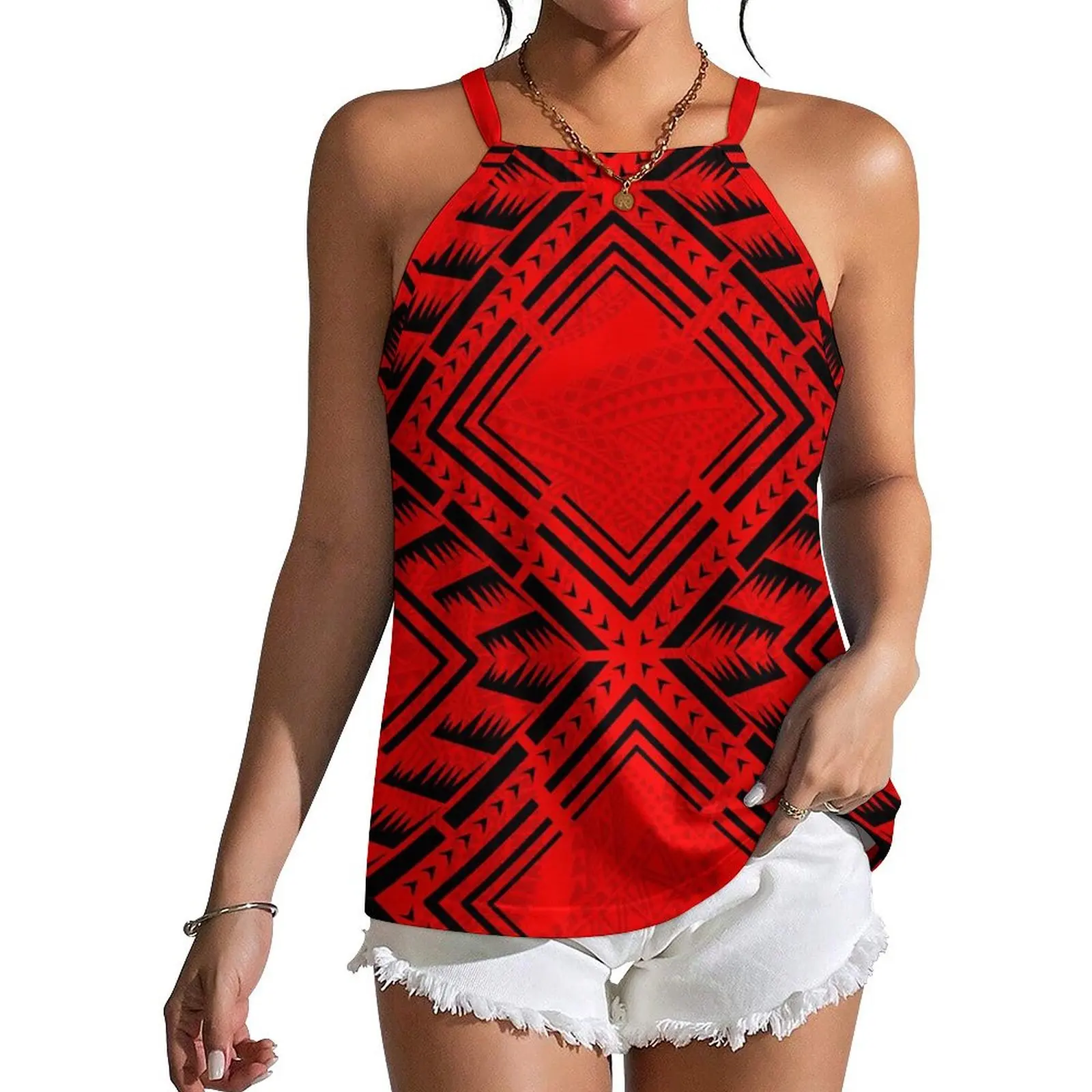 

Tribal People Polynesian Fashion Women'S New Design Retro Print Custom Sexy Sleeveless Strappy Vest New Not Pick People