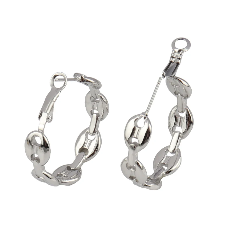 18K Gold Plated Stainless Steel Coffee Bean Earring for Women Vintage Huggies Hoop Earrings Girls Statement Jewerly aretes