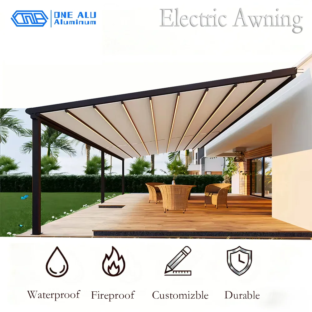 

OneAlu Aluminum Roof System - Bioclimatic Outdoor Electric Retractable Waterproof Awning for Garden & Patio Shade