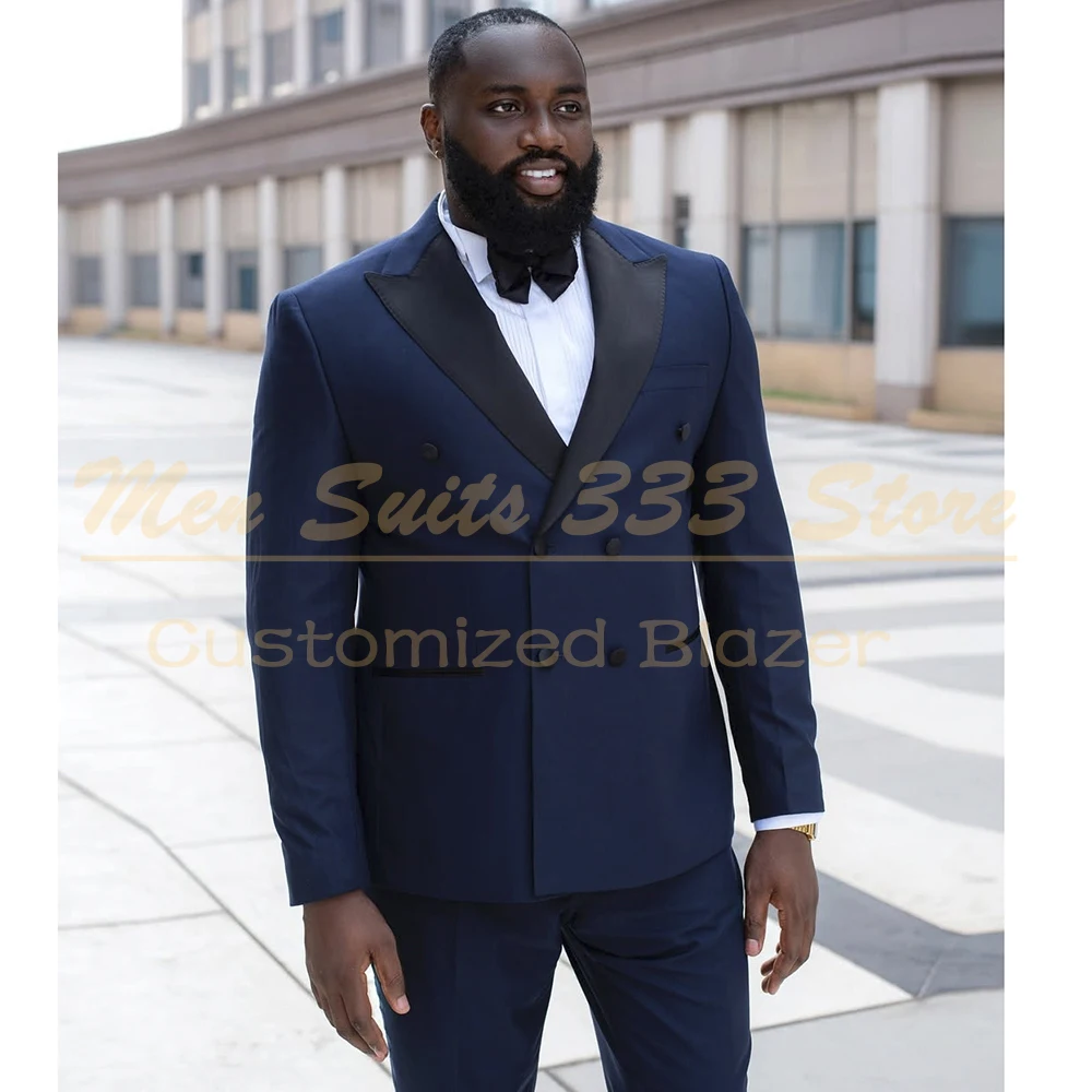 

Plus Size Men's 2 Piece Suits Elegant Double Breasted Peak Lapel Blazer High Quality Jacket Pants Outfits Terno Costume