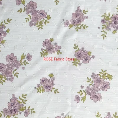 블라우스, 레이스 탑, 봄 드레스, 비치 드레스용 화려한 꽃 패턴 스트라이프 자카드 쉬폰 원단