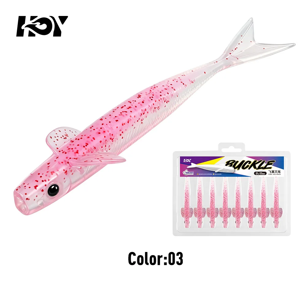 Kingdom Sinking Buckle Wings Soft Lure 100mm 4.2g Drop Shot Rig Soft Swimbait Split Tail für Bass, Forelle, Hecht, Zander, Pesca