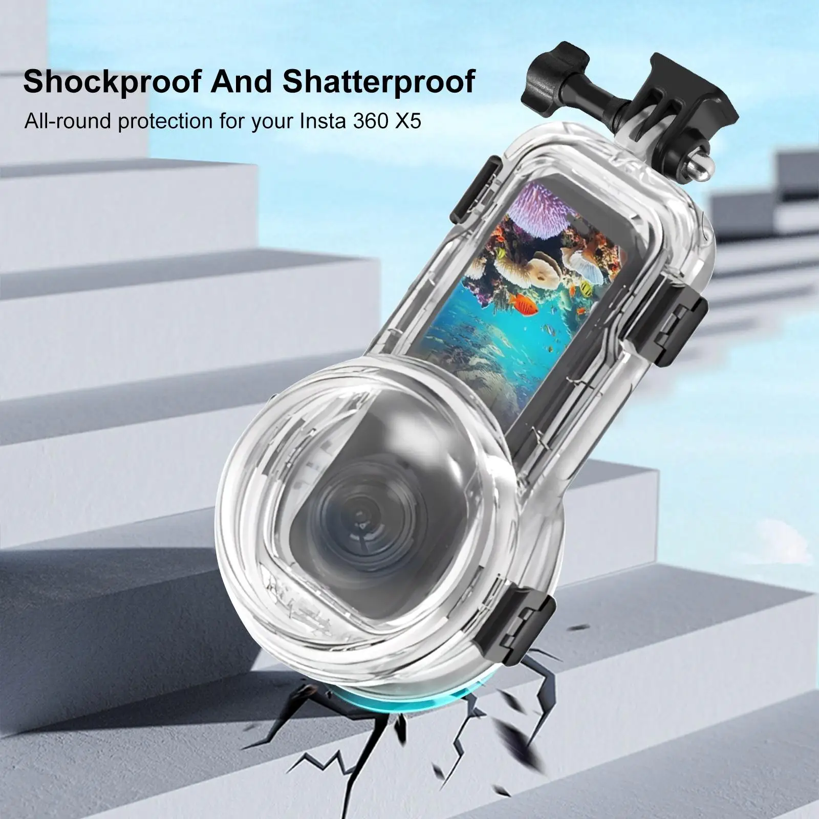 Holilo Custodia In Silicone Per Insta360 X5 – Protezione Antiurto Leggera E Trasparente Per Fotocamera Panoramica (Blu)