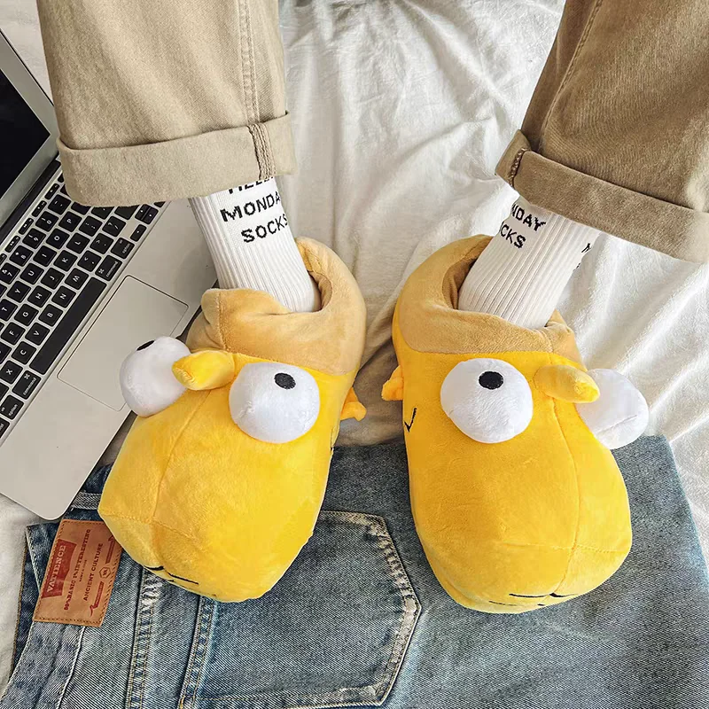The Simpsons Family Cartoon Funny Cotton Slippers Creative Personality Warm One Size Non-Slip Closed-Toe Thickened Heel Slippers