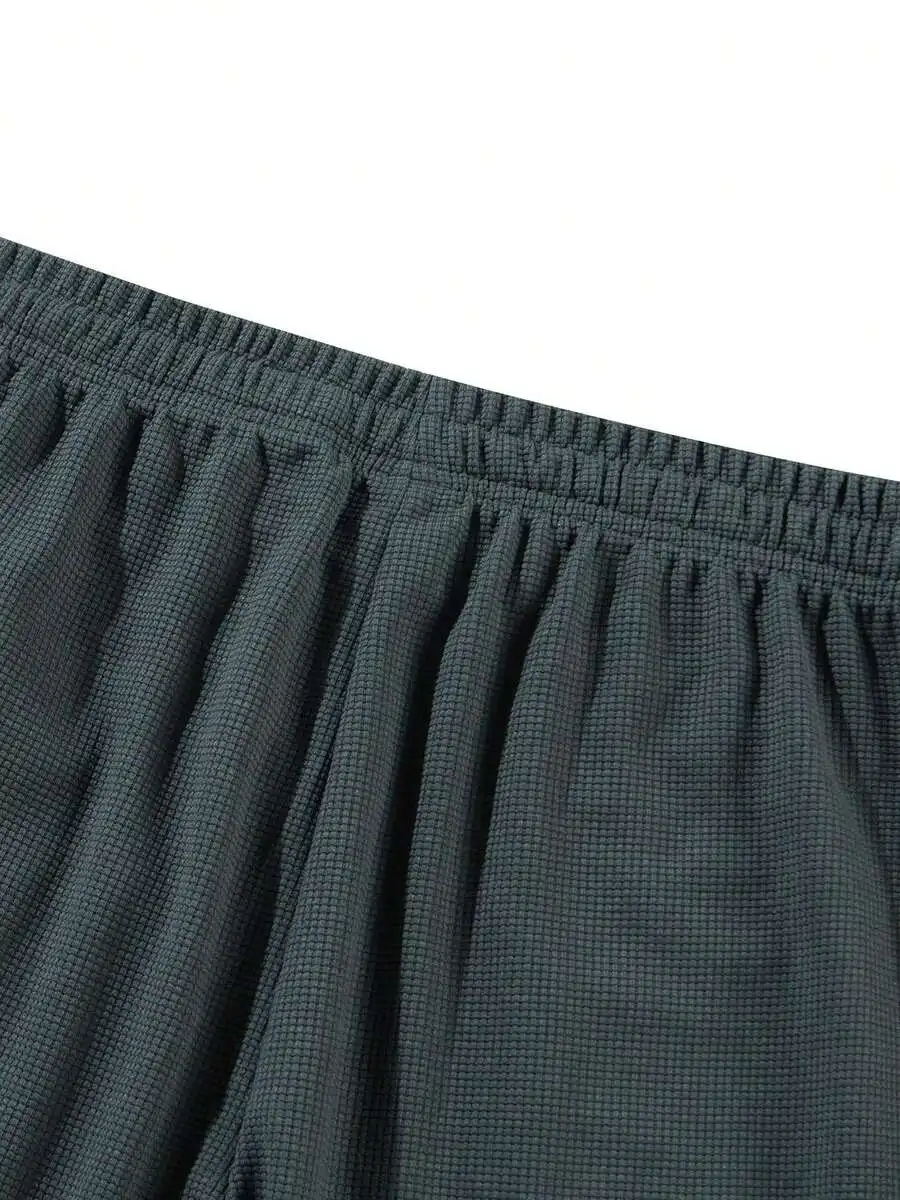 Men's Casual Waffle Textured Lightweight Loose Fit Solid Color Pants, Versatile For Spring/Summer