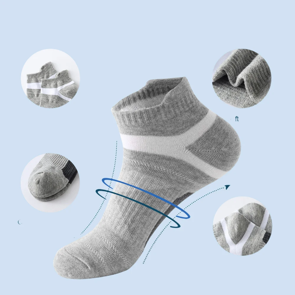 Chaussettes de dehors Courtes et Respirantes pour Homme, en Coton, Décontractées, Noires, pour Course à Pied et Fitness, Nouvelle Collection Été, 5 Paires