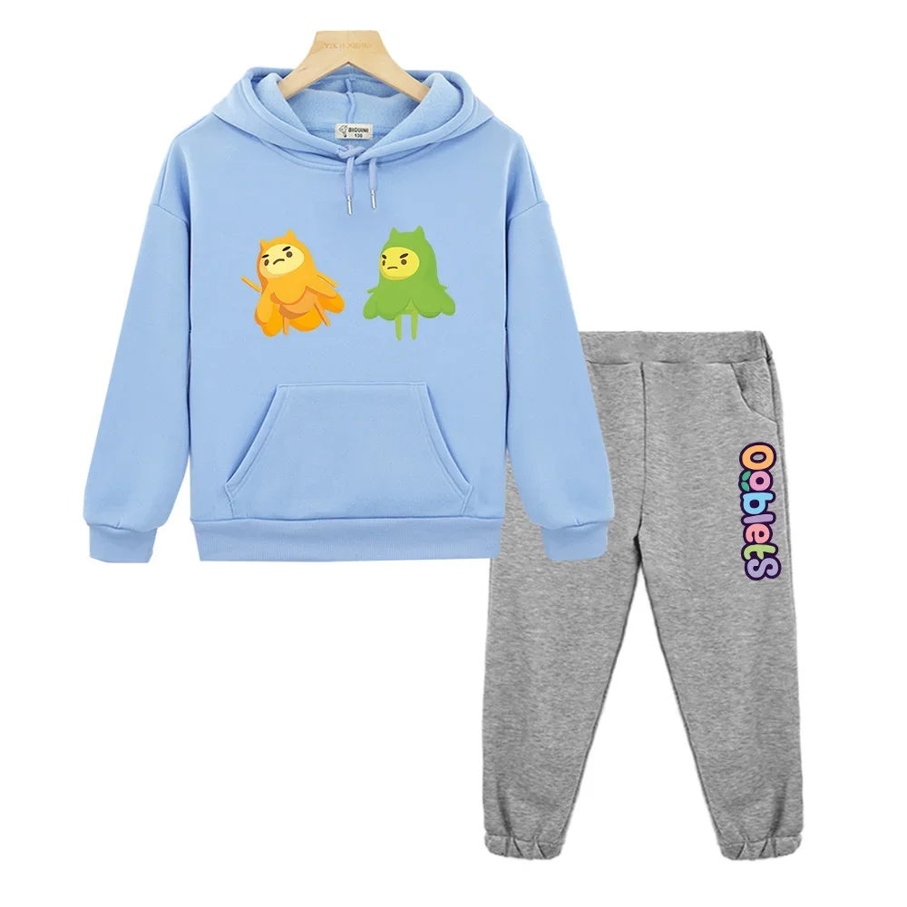 Game Ooblets Hoodie and Pants Sets Boys Girls Casual Sweatshirts Long Sleeve Kawaii Graphic Clothing Children Sudaderas Autumn