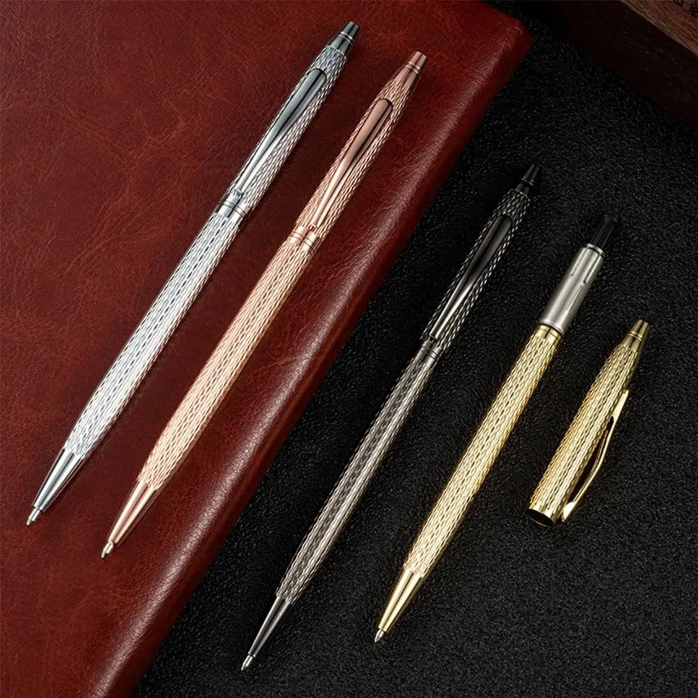 New High Quality Multi-functional Metal Ballpoint Pen Brushed Wavy Pattern Twist Using Neutral Pen Gel Pen School Office