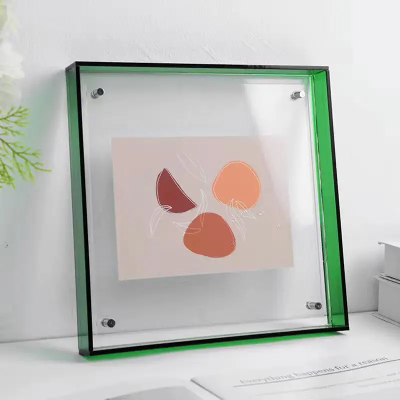 Drijvende acryl fotolijsten fotolijst voor aan de muur gemonteerd tafelblad staand decor fotolijsten neon hangend frame