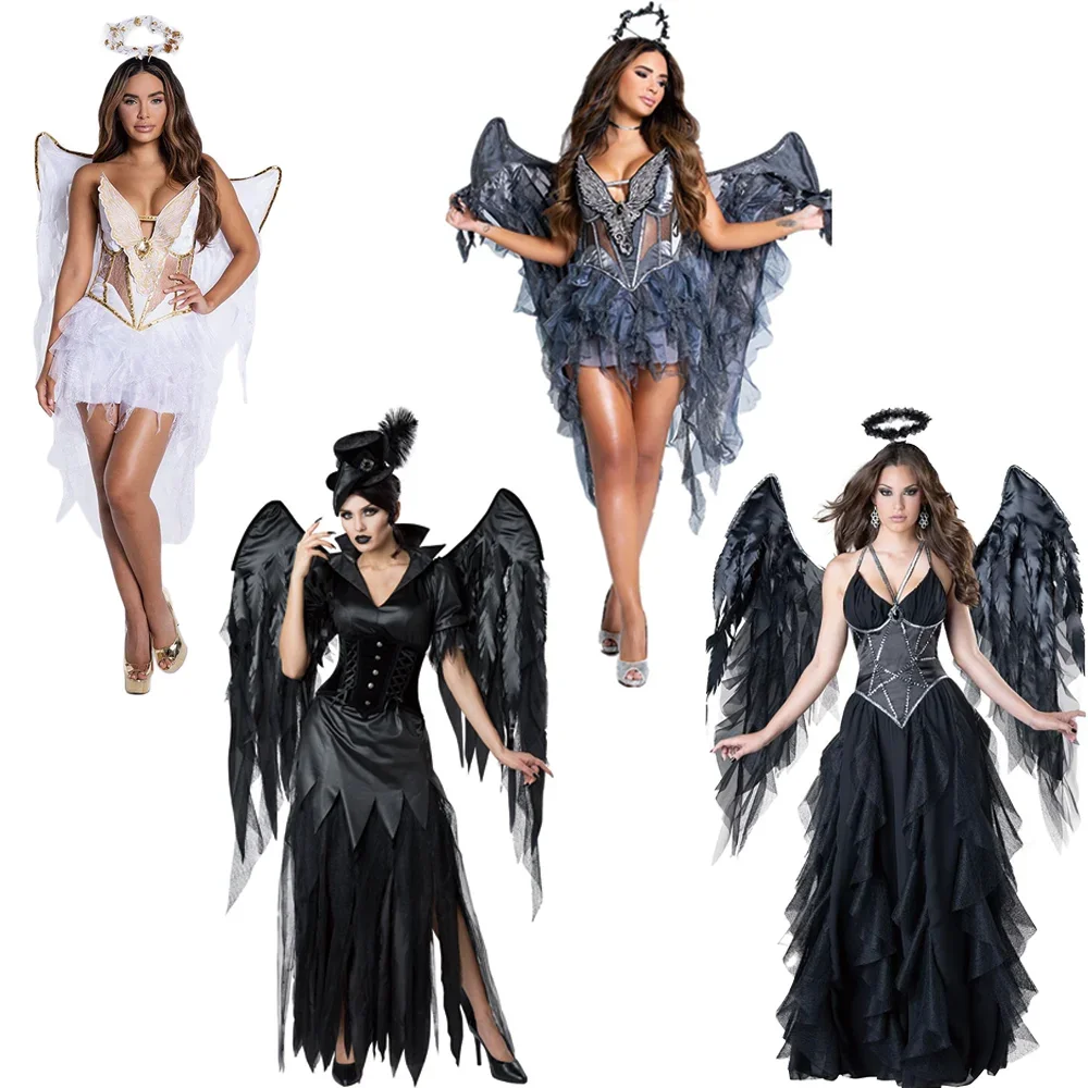 Caduta Dark Angel Cosplay uniforme per le donne Evil Wing Angel Daemon Costume Halloween Party Make up Dress Stage Show puntelli Outfit