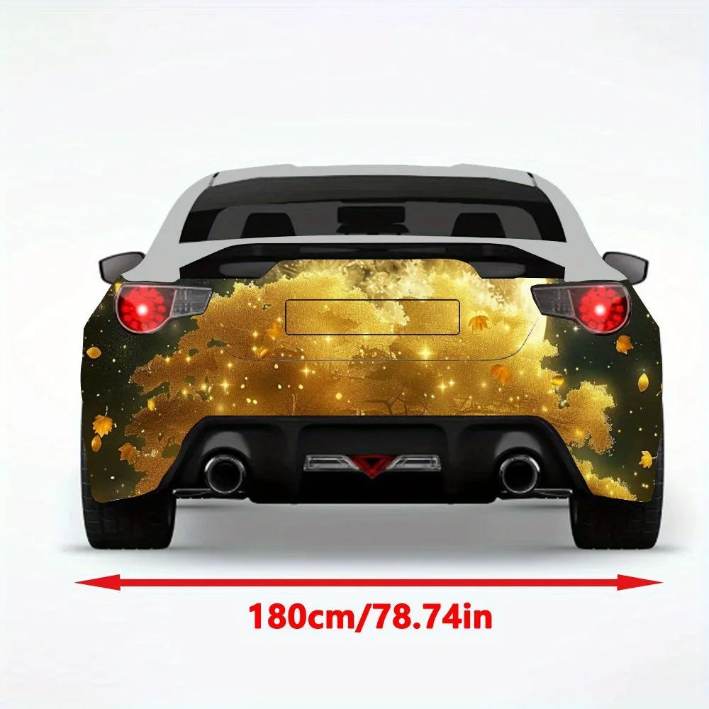 Golden Tree & Deer Moonlight Car StickerVinyl Decal for Car Rear, Waterproof Self-Adhesive Vinyl Stickers for Vehicle Tail & Bum