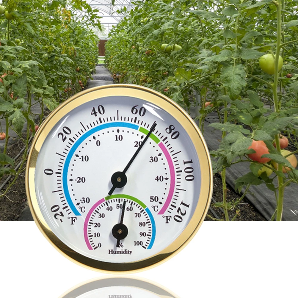 

2 Pcs Hygrometer Thermometer Temperature Humidity Gauge for Home Room Patio Garden Wall Mountable Golden