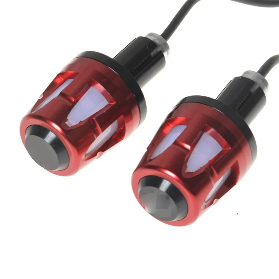 2 light Colors Motorcycle Handlebar End Light Styling Very Cool Alloy Handle Cover with Shining Led Combined Light