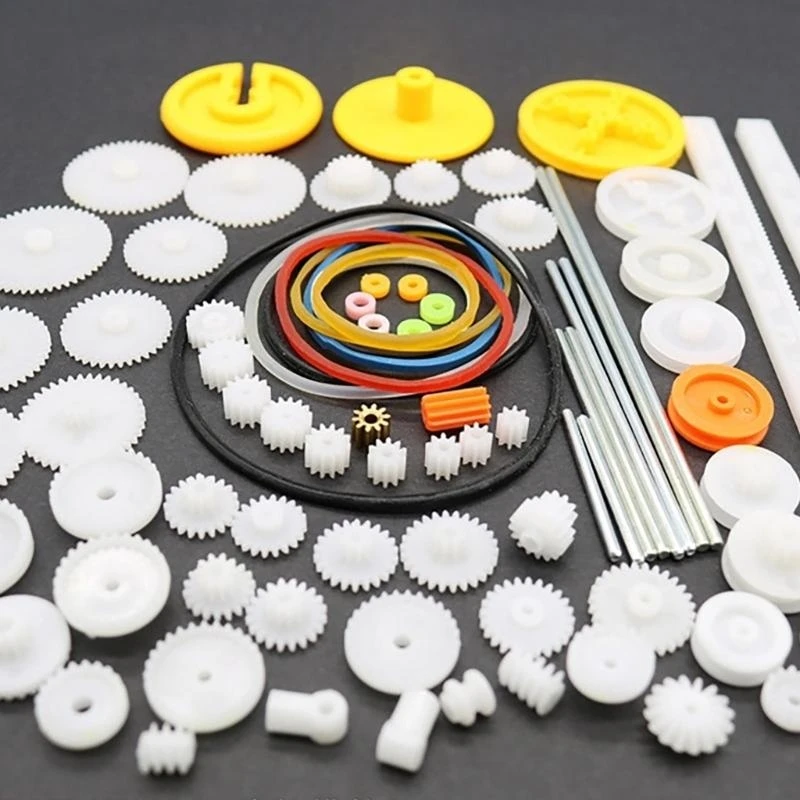 31GJ Plastic Toy Car Motor Gear Kits Single Double Reduction Gear Worm Gear Robot Gear Pulley Belt Assembly for Robot Toy