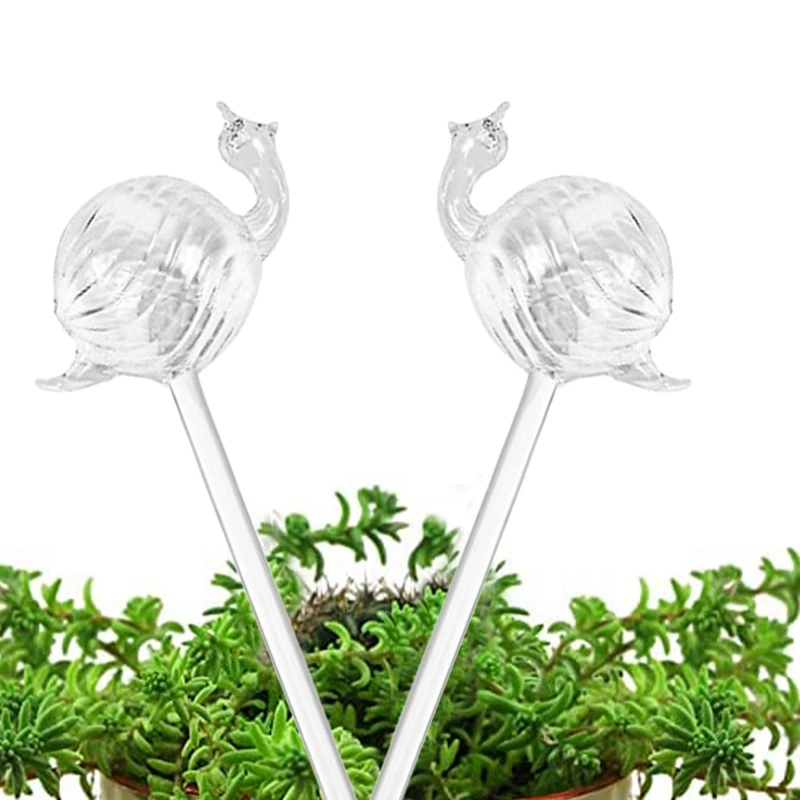 4Piece Snail Shape Glass Plant Flower Water Feeder Automatic Drip Irrigation Device Transparent