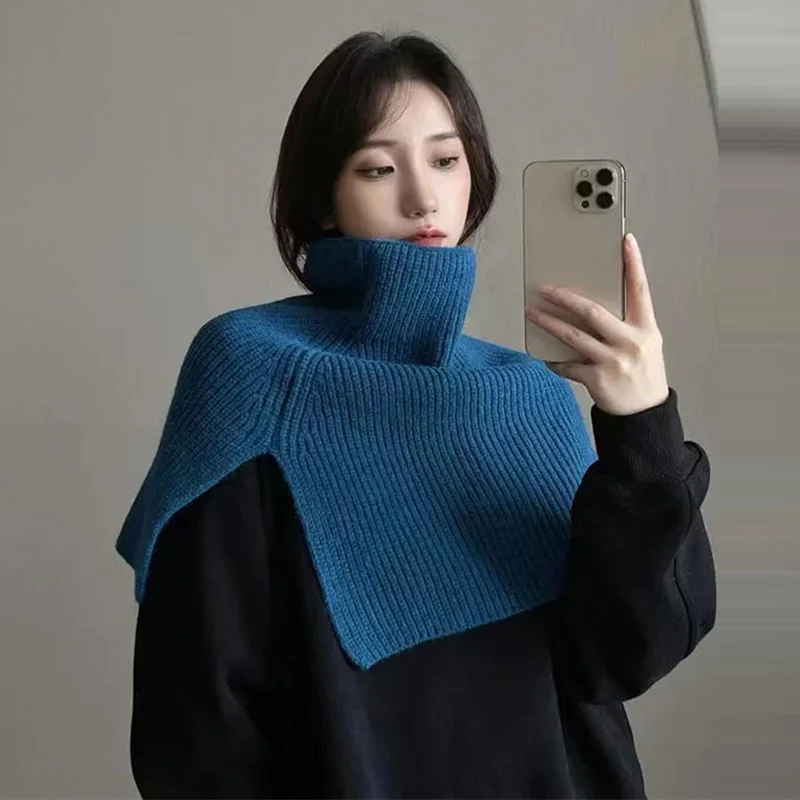 Scarf Women Pullover Sweater Knitted Shawl Korean Versatile Neck Cover Knitted Shawl High Neck Camisole Shawl Clothes Accessory