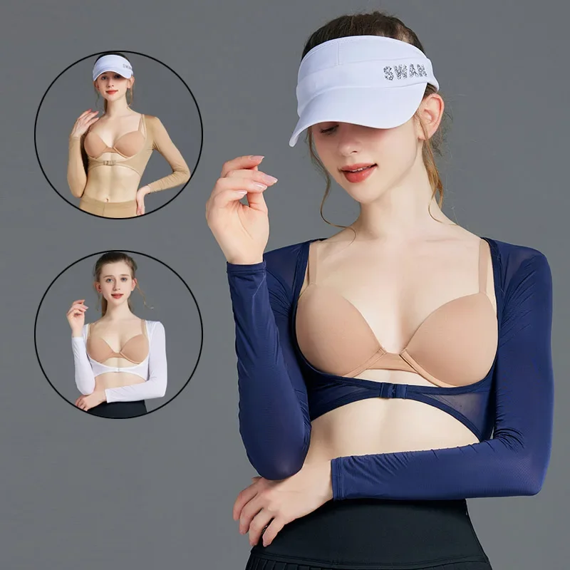 SG Summer Cooling Ladies Ice Silk Soft Golf Shawl Female Sunscreen Long-sleeved Golf Underwear Anti-uv Elastic Cropped Tops