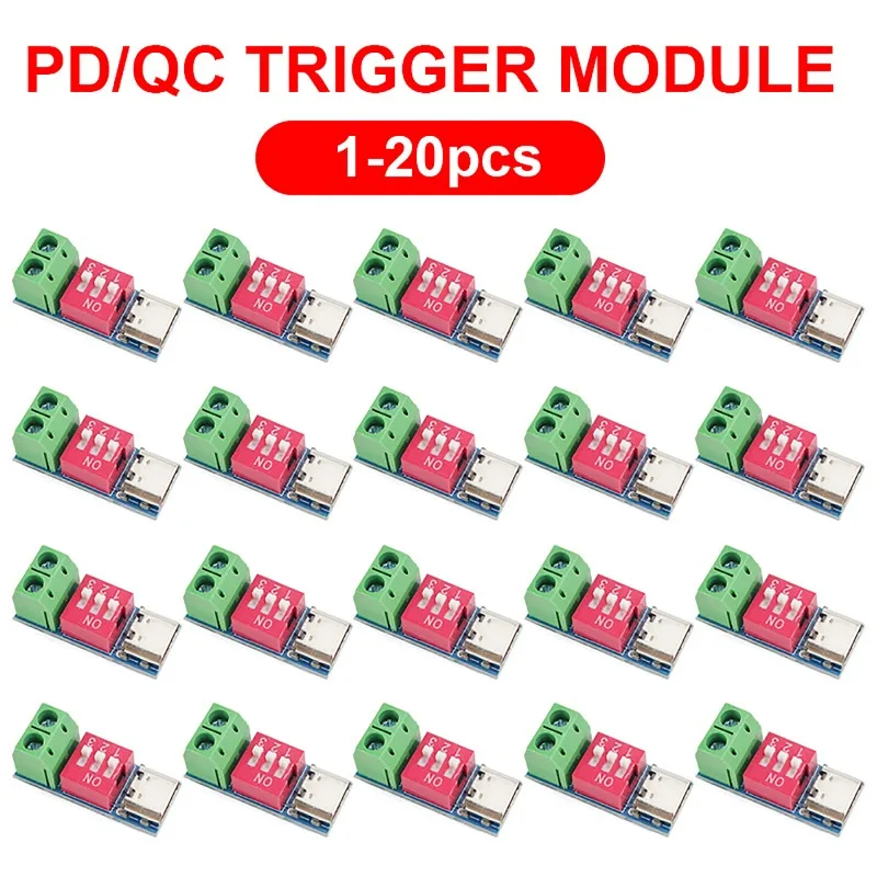 1-20pcs PD Fast Charging Test Board 5-20V Adjustable PD Trigger Module USB Type-C 100W Power Supply Tester
