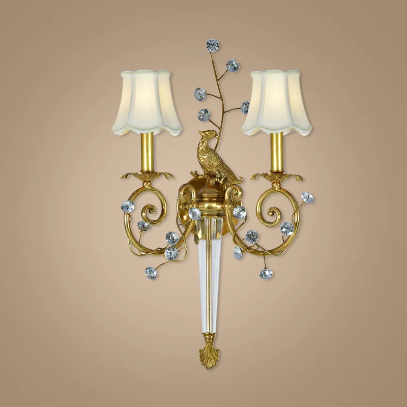 

French wall lamp light luxury retro European copper lamp palace villa wall lamp bedroom living room bathroom