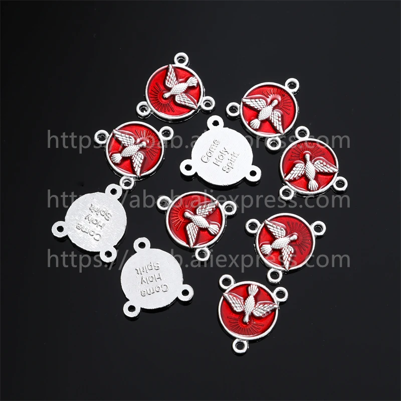 10 pieces / Religious charm Catholic triple-hole necklace, chain cross pendant, jewelry making DIY jewelry accessory /
