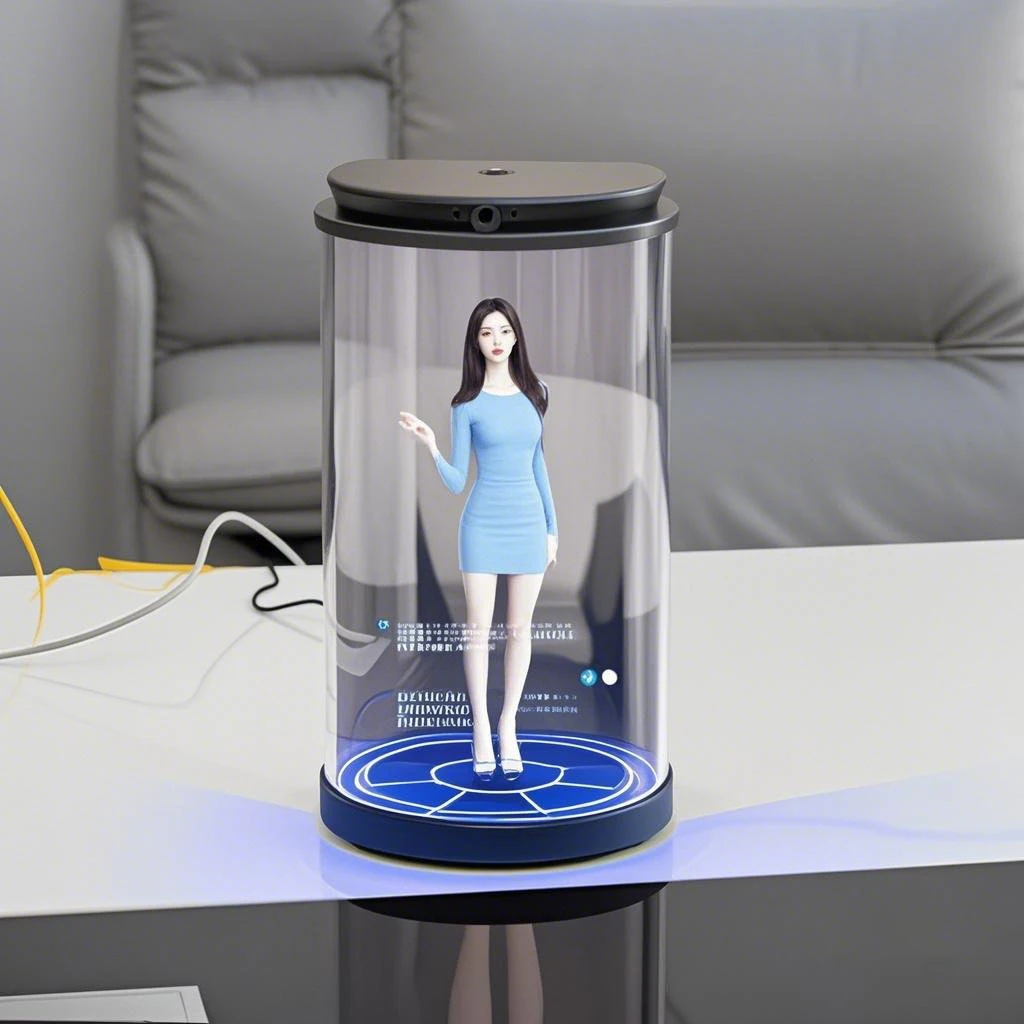 5.5/10.1 Inch Lcd Screen 3D Hologram Display Cylindrical Ai Interaction Transparent Holographic Technology Exhibition  Display
