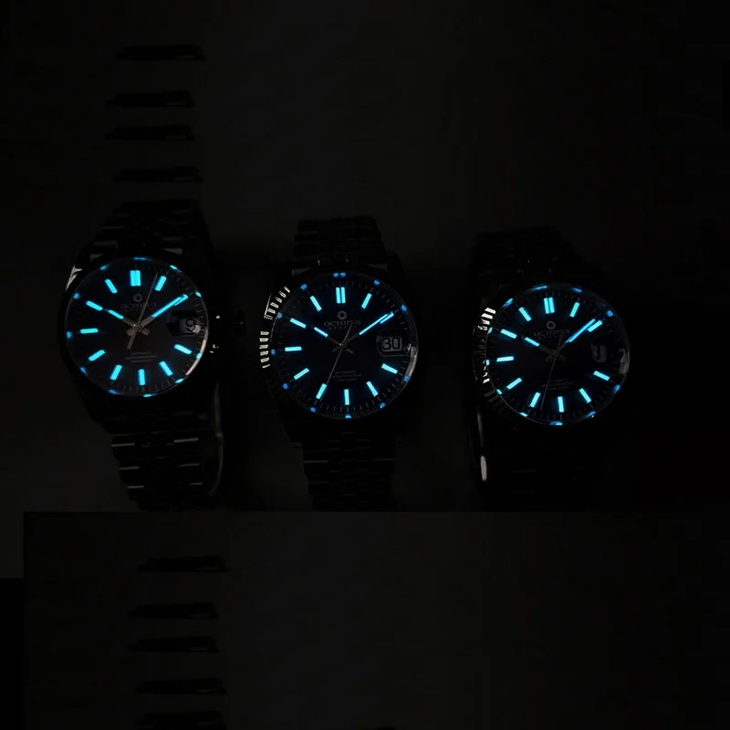 Octopus Men Automatic Watch 36mm Luxury Mechanical Wristwatch Vintage 100M Waterproof BGW-9 Luminous PT5000 SW200