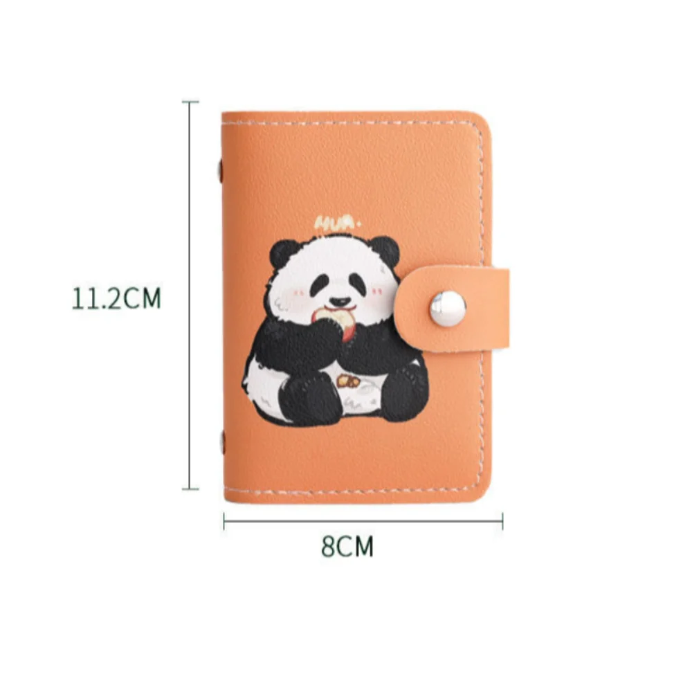 PU Portátil Cute Panda Print Card Bag, Multi Card Sleeve, Saco De Armazenamento