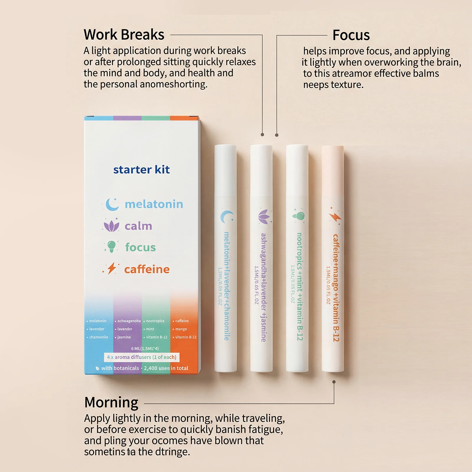 Herbal Purifier Lung Cleanse Nasal Inhaler Clear Breathing Relaxing Relieve Drowsiness Boosts Focus Herbal Soothing Energy Bar