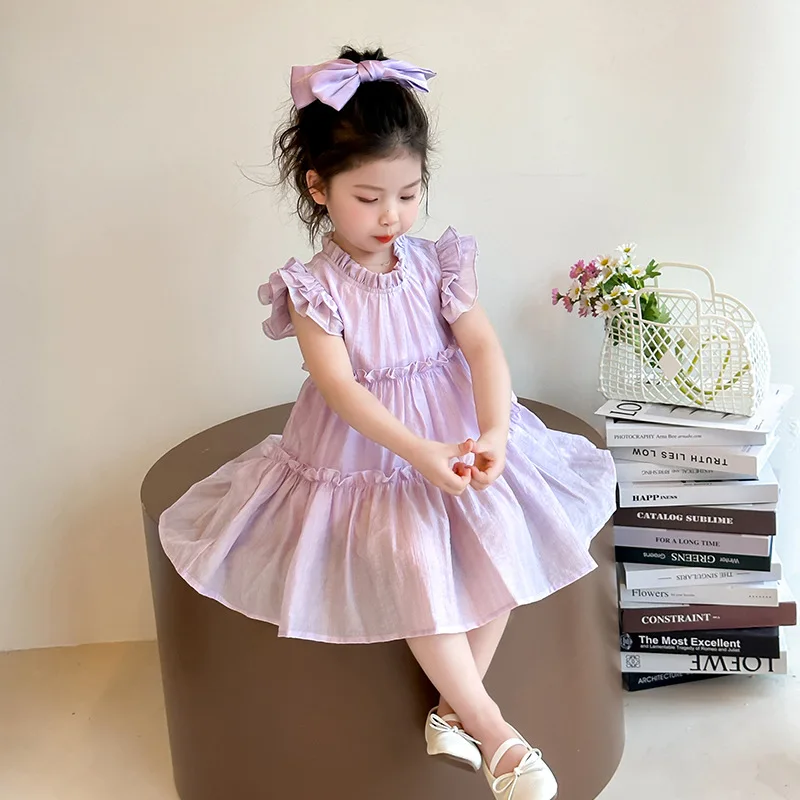 

Baby girl's solid color cake dress for summer2026New mesh performance princess dress children's clothing wholesale